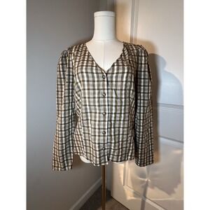 Madewell Women's Westover Button Down V Neck Sandown Plaid Size 6